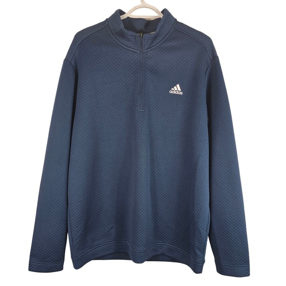 Adidas Golf Men's 1/4 Zip Pull Over Semi Quilted Long Sleeve Blue Top XL